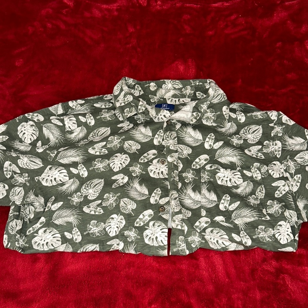 Green Graphic George Button Up Shirt